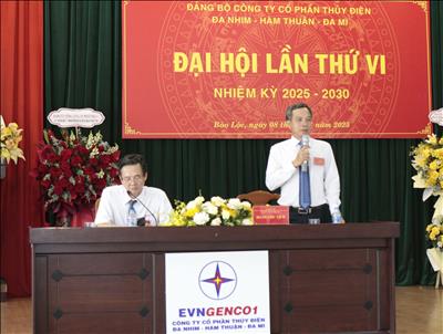 ĐẠI HỘI ĐẢNG BỘ CÔNG TY CỔ PHẦN THỦY ĐIỆN ĐA NHIM - HÀM THUẬN - ĐA MI LẦN THỨ VI, NHIỆM KỲ 2025-2030: DÂN CHỦ - KỶ CƯƠNG - ĐOÀN KẾT - ĐỔI MỚI - PHÁT TRIỂN